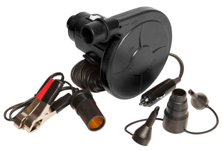 HO Sports 12V inflator/deflator pump with power connection and valve attachments